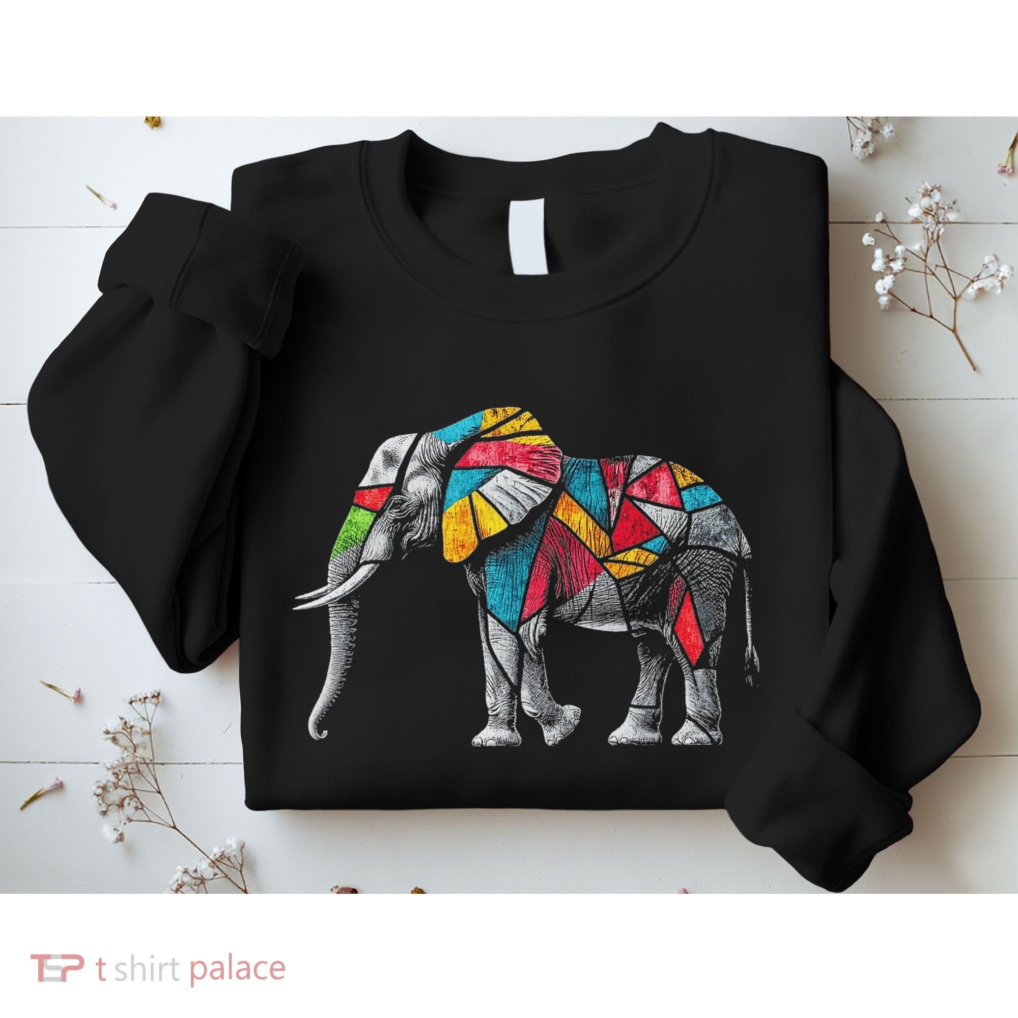 Elephant Animal Motif Artwork Elephant Sweatshirt