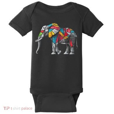 Elephant Animal Motif Artwork Elephant Baby Bodysuit
