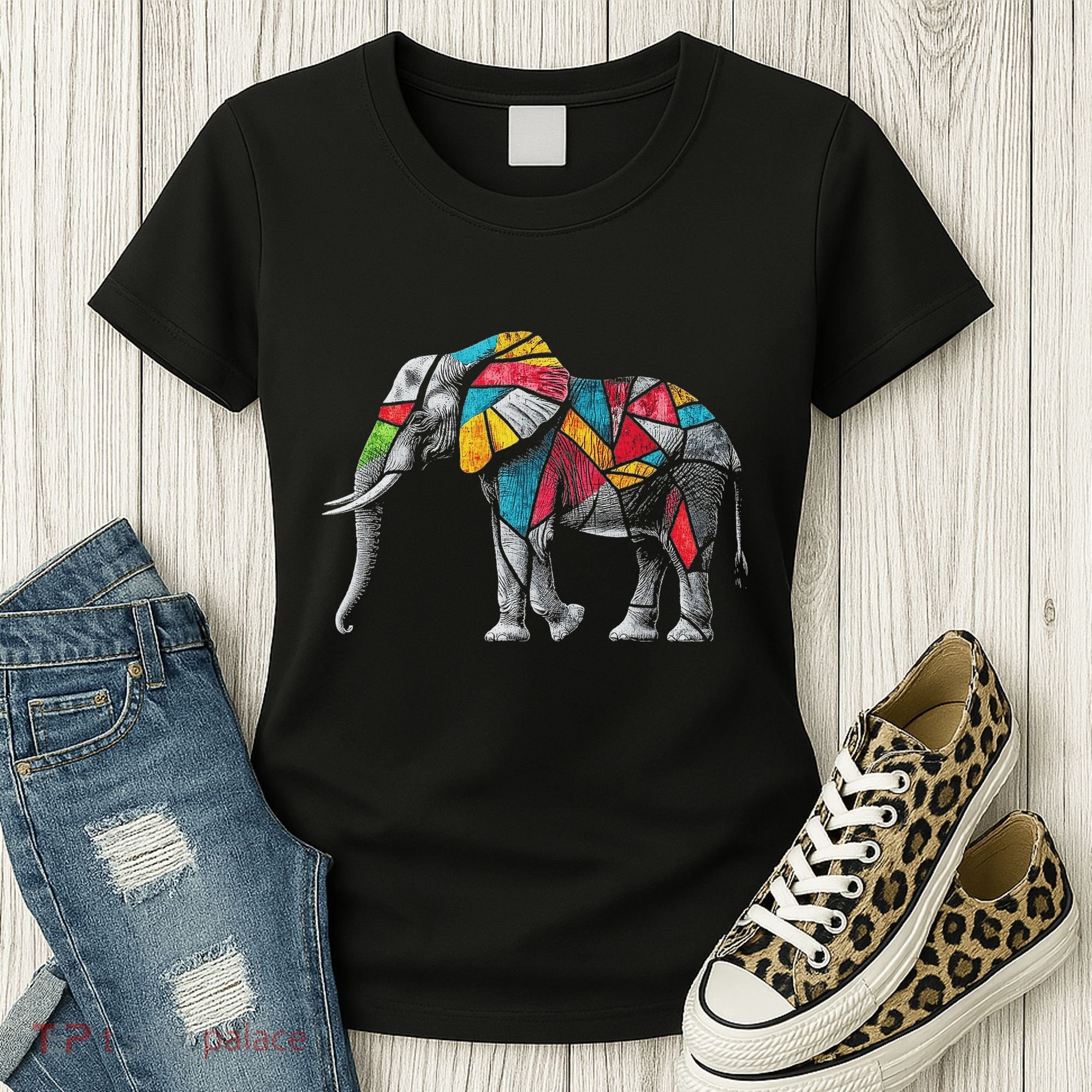 Elephant Animal Motif Artwork Elephant Women's T-Shirt