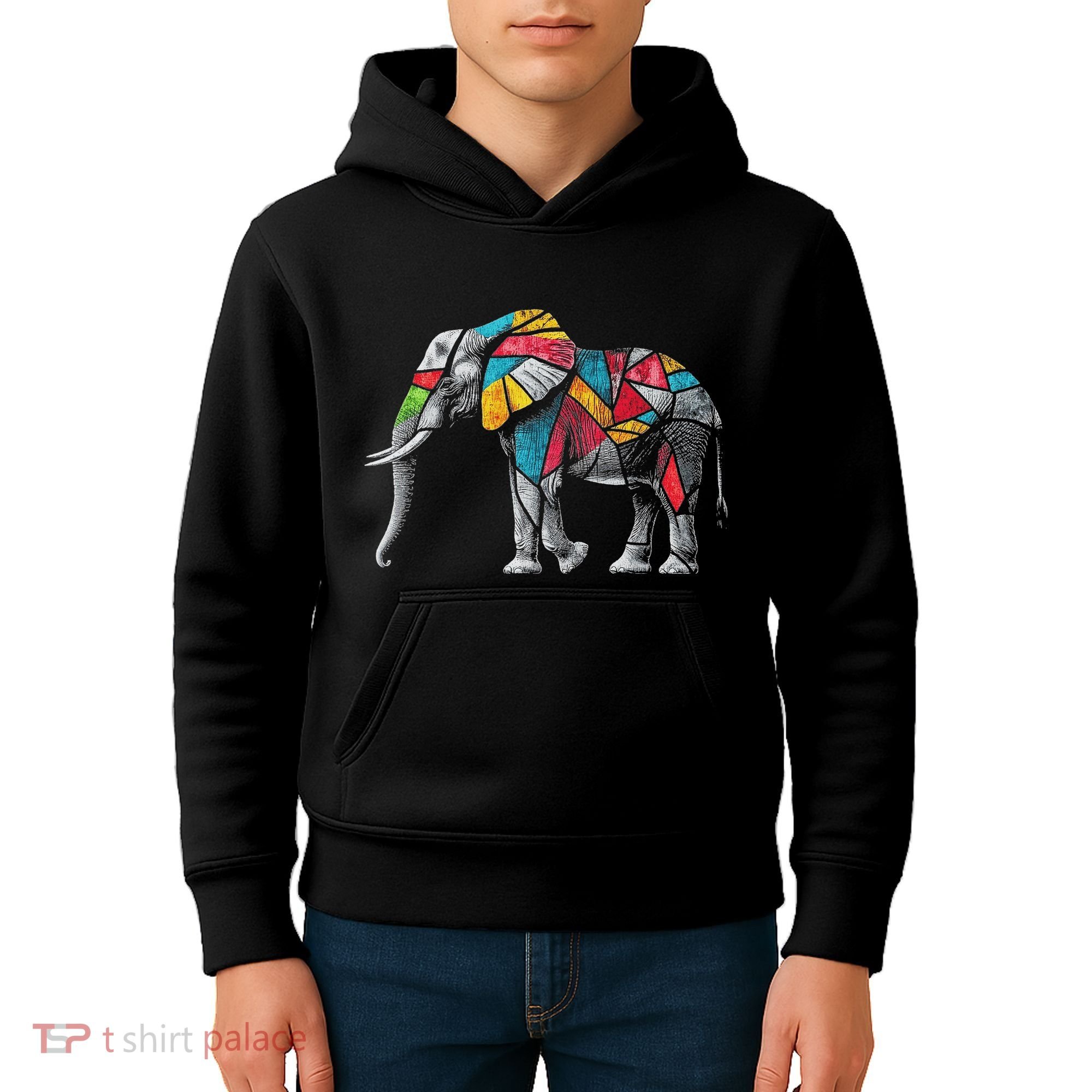 Elephant Animal Motif Artwork Elephant Kids Hoodie