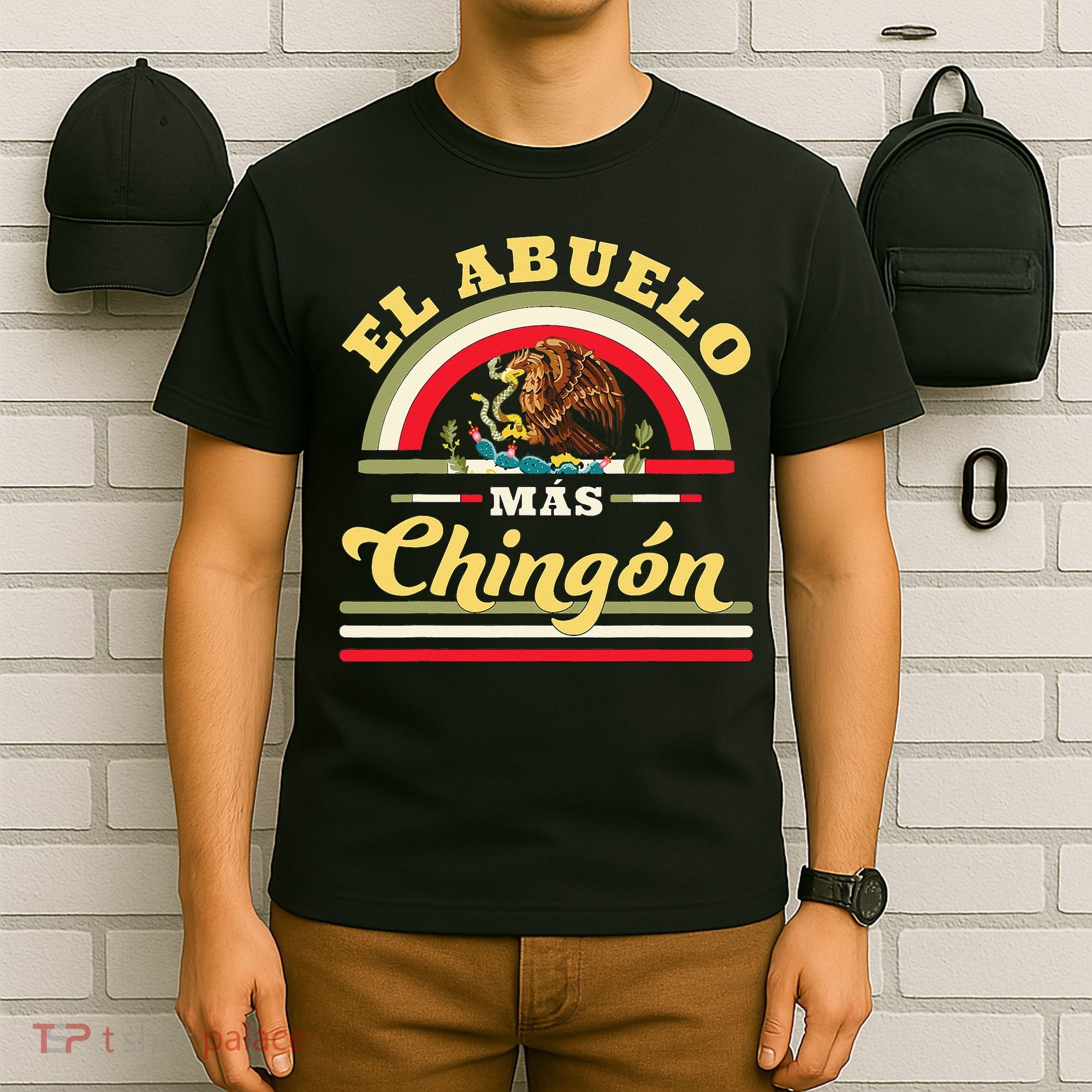 El Abuelo Mas Chingon Funny Mexican Flag Cool Grandpa Regalo T-Shirt