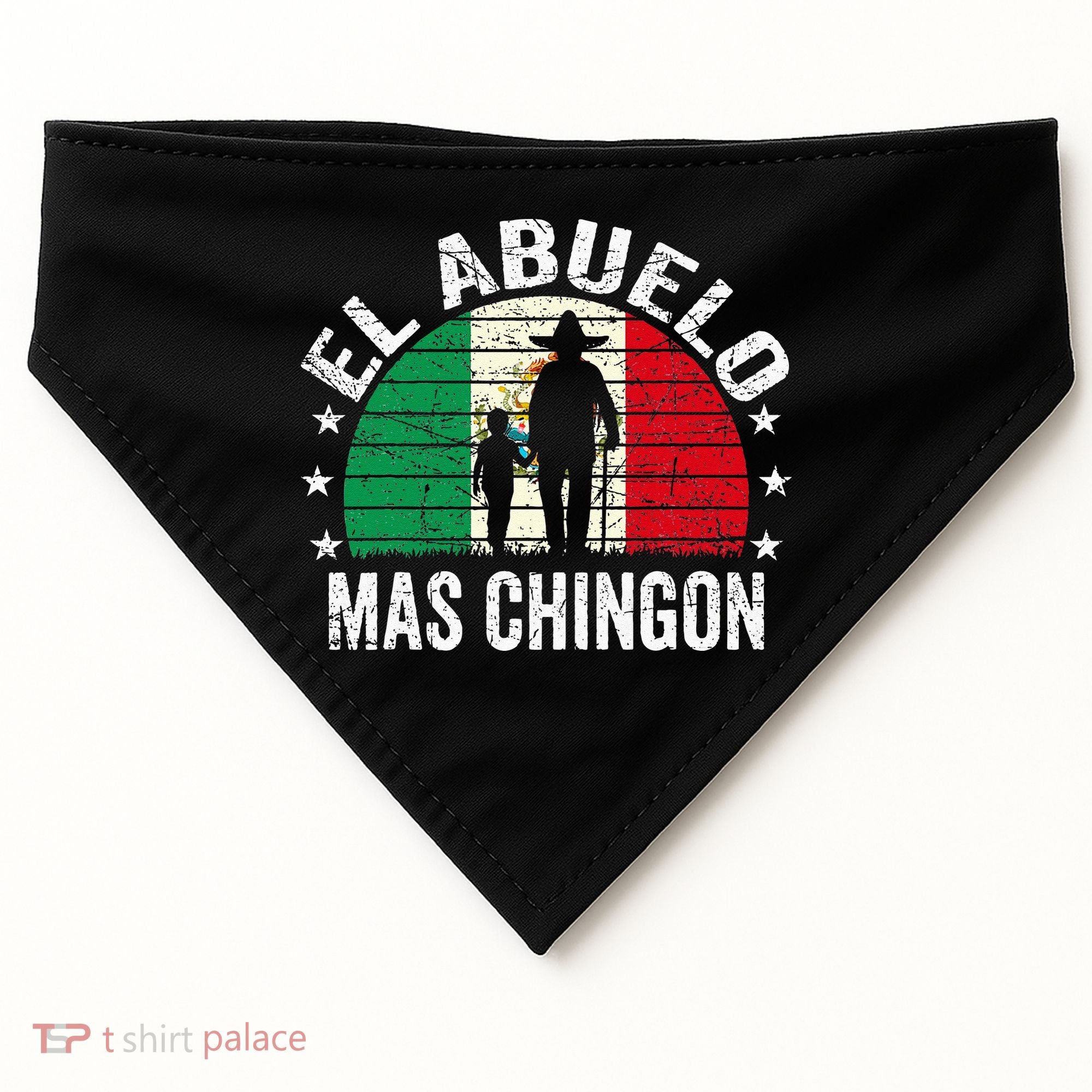El Abuelo Mas Chingon Mexican Grandpa Cinco De Mayo Flag USA-Made Doggie Bandana
