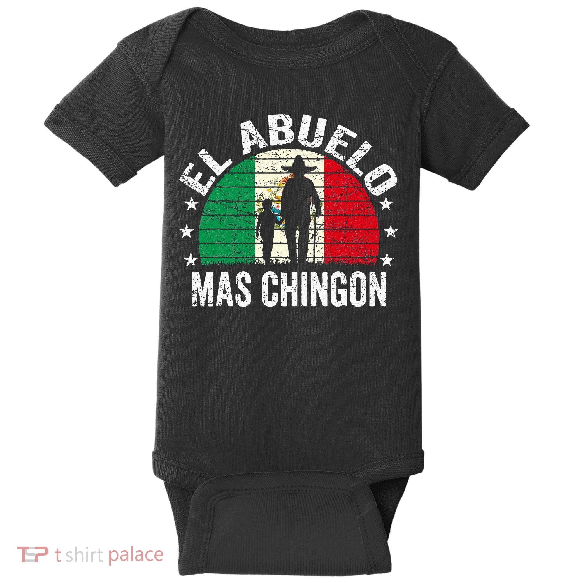 El Abuelo Mas Chingon Mexican Grandpa Cinco De Mayo Flag Baby Bodysuit