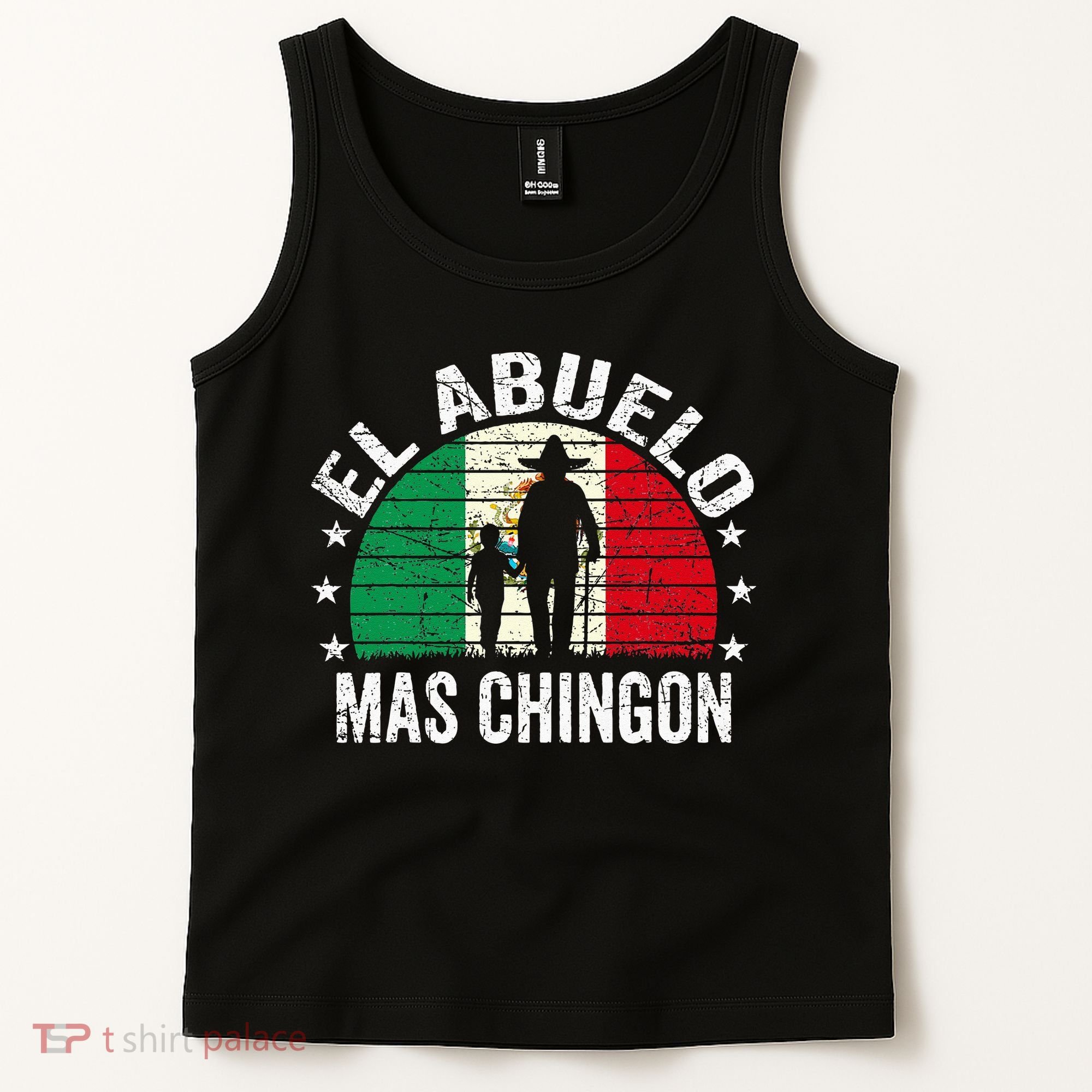 El Abuelo Mas Chingon Mexican Grandpa Cinco De Mayo Flag Tank Top