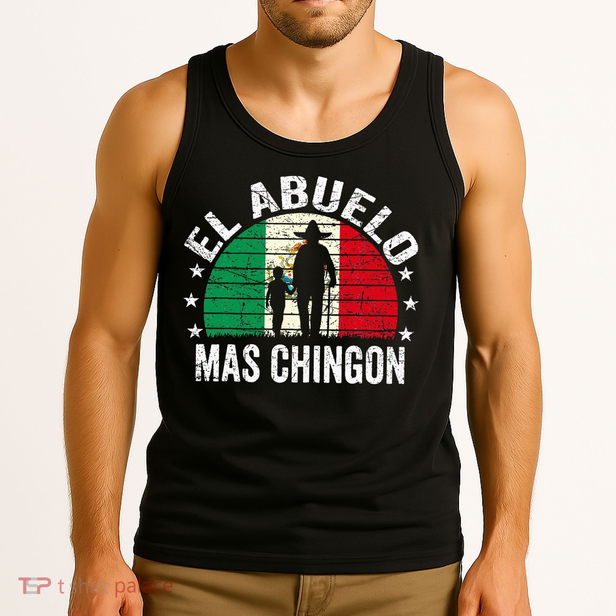 El Abuelo Mas Chingon Mexican Grandpa Cinco De Mayo Flag Tank Top