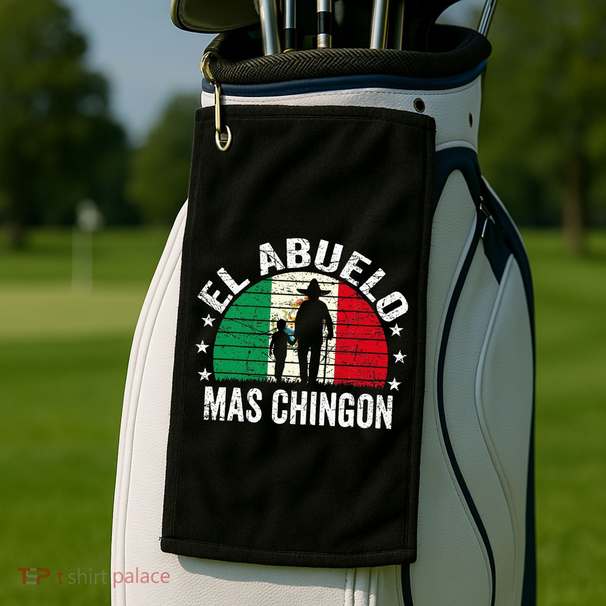 El Abuelo Mas Chingon Mexican Grandpa Cinco De Mayo Flag Golf Towel