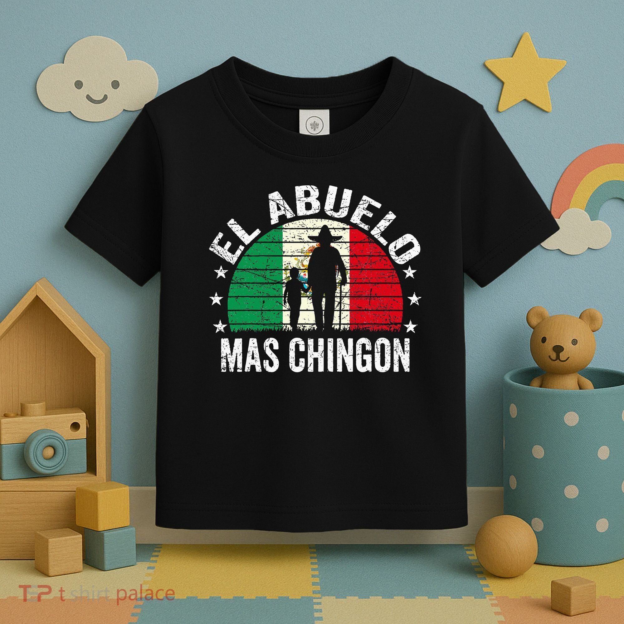 El Abuelo Mas Chingon Mexican Grandpa Cinco De Mayo Flag Toddler T-Shirt