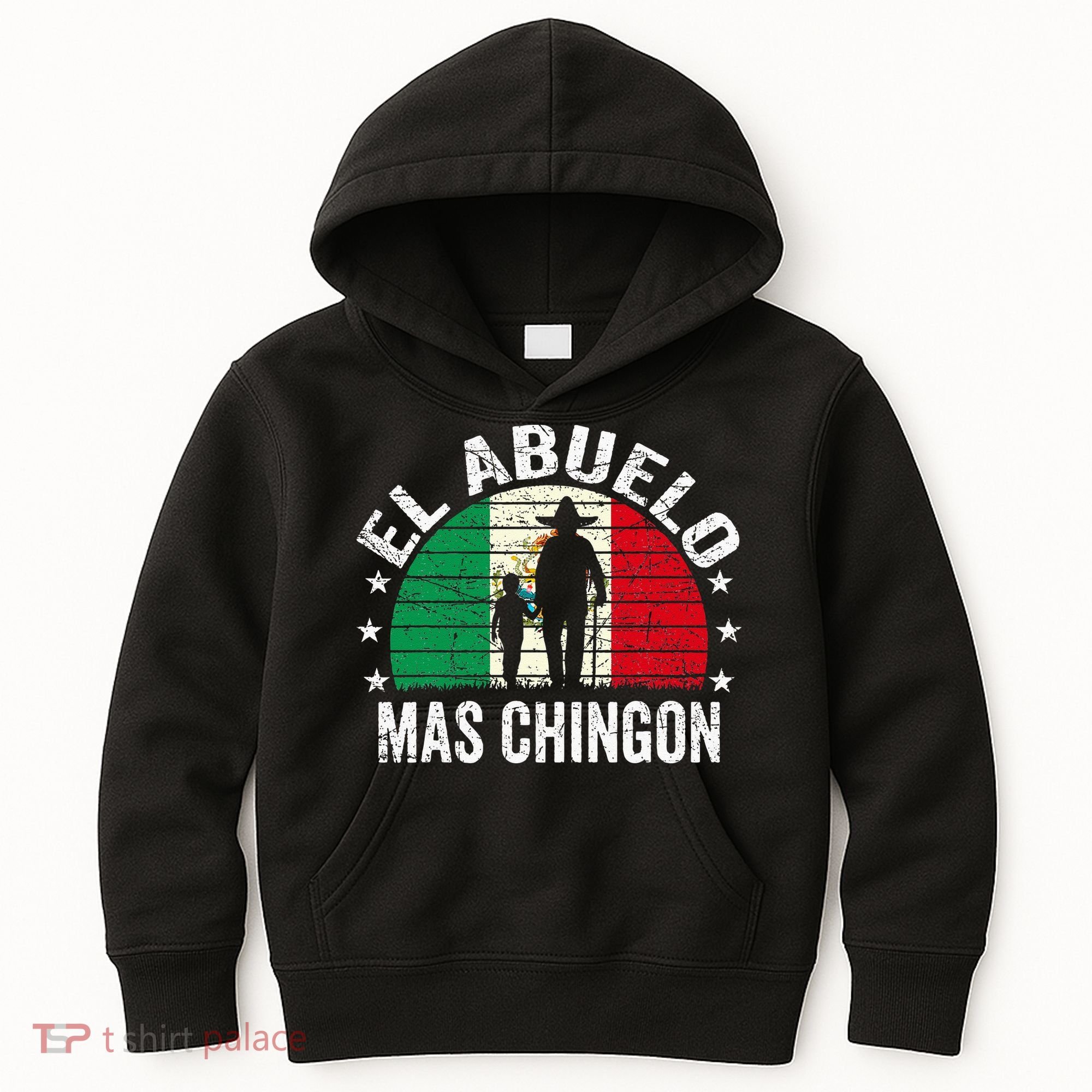 El Abuelo Mas Chingon Mexican Grandpa Cinco De Mayo Flag Kids Hoodie