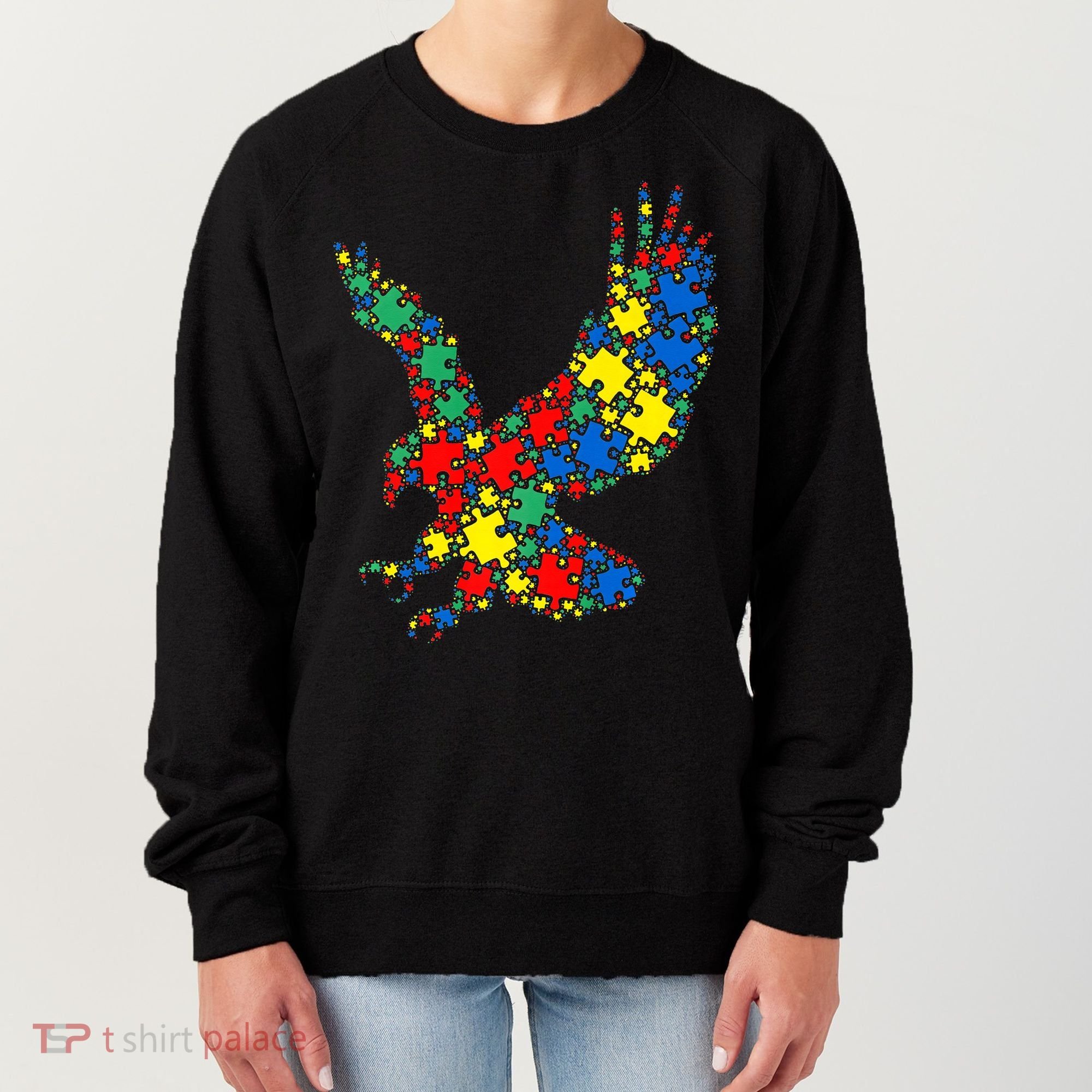 Eagle Autism Puzzle for Autism Awareness Women's Sweatshirt