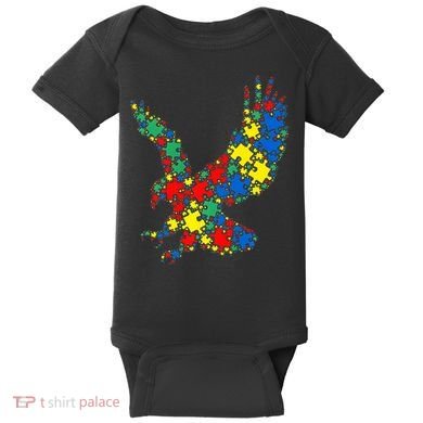 Eagle Autism Puzzle for Autism Awareness Baby Bodysuit