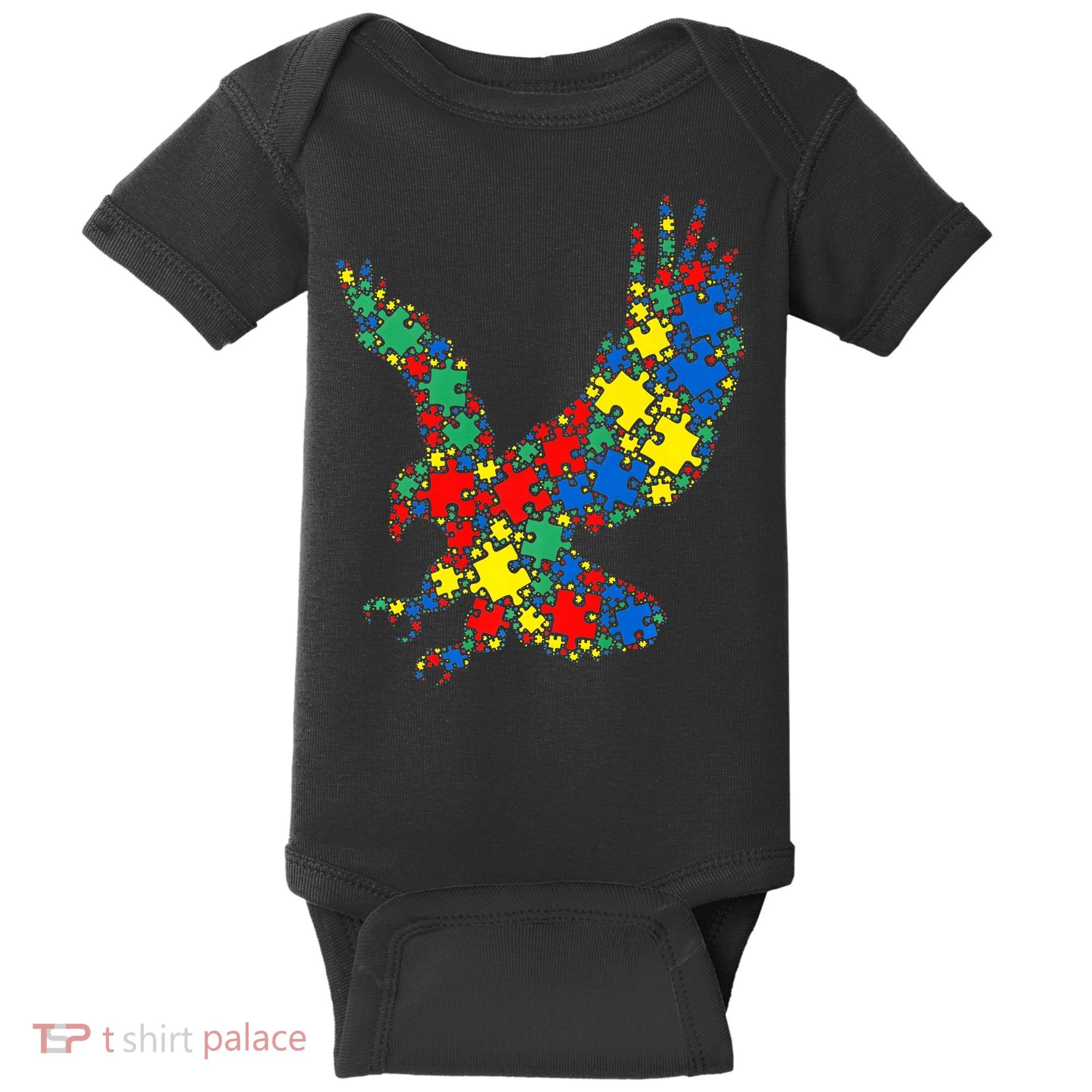 Eagle Autism Puzzle for Autism Awareness Baby Bodysuit