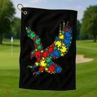Eagle Autism Puzzle for Autism Awareness Golf Towel thumb 1