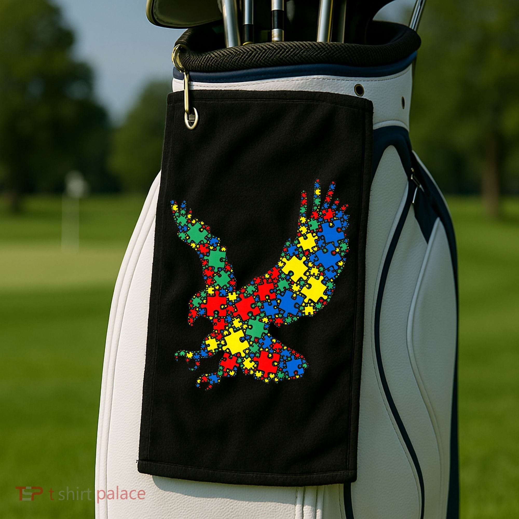 Eagle Autism Puzzle for Autism Awareness Golf Towel