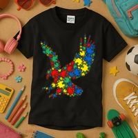 Eagle Autism Puzzle for Autism Awareness Kids T-Shirt thumb 3