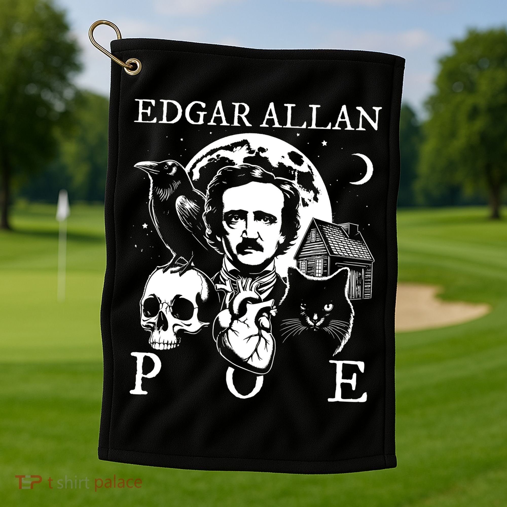 Edgar Allan Poe Poems Quotes Raven Literature Golf Towel