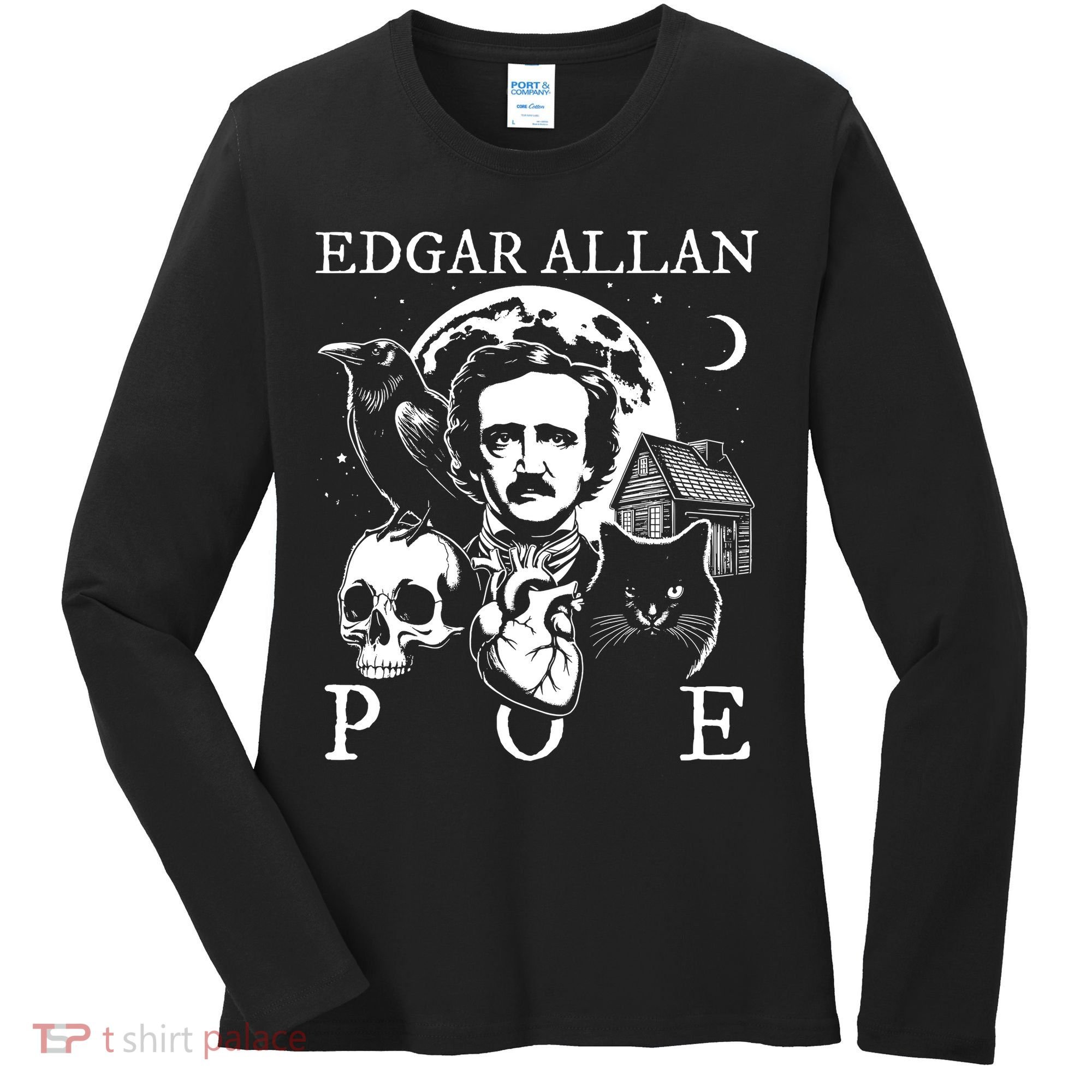Edgar Allan Poe Poems Quotes Raven Literature Women's Long Sleeve Shirt