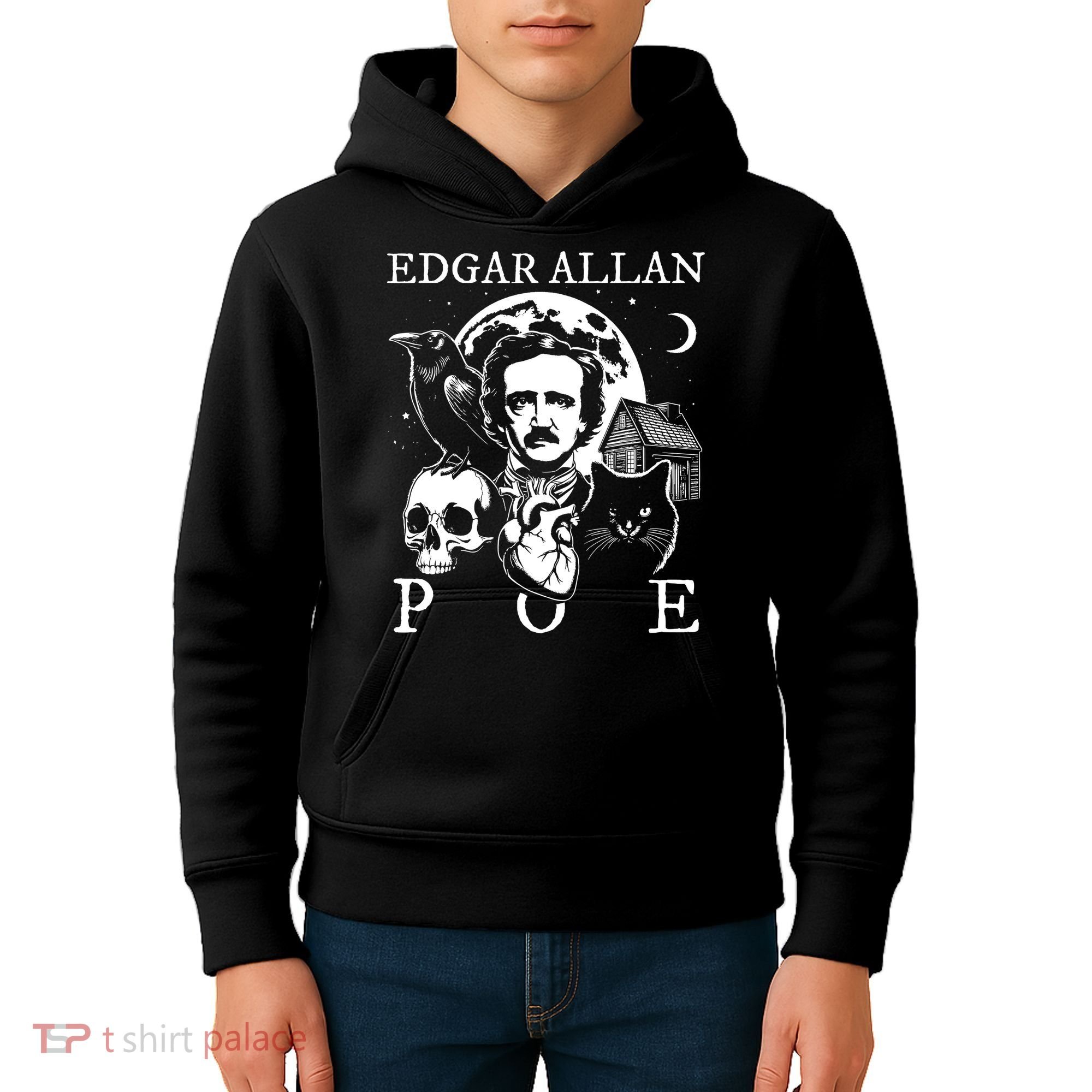 Edgar Allan Poe Poems Quotes Raven Literature Kids Hoodie