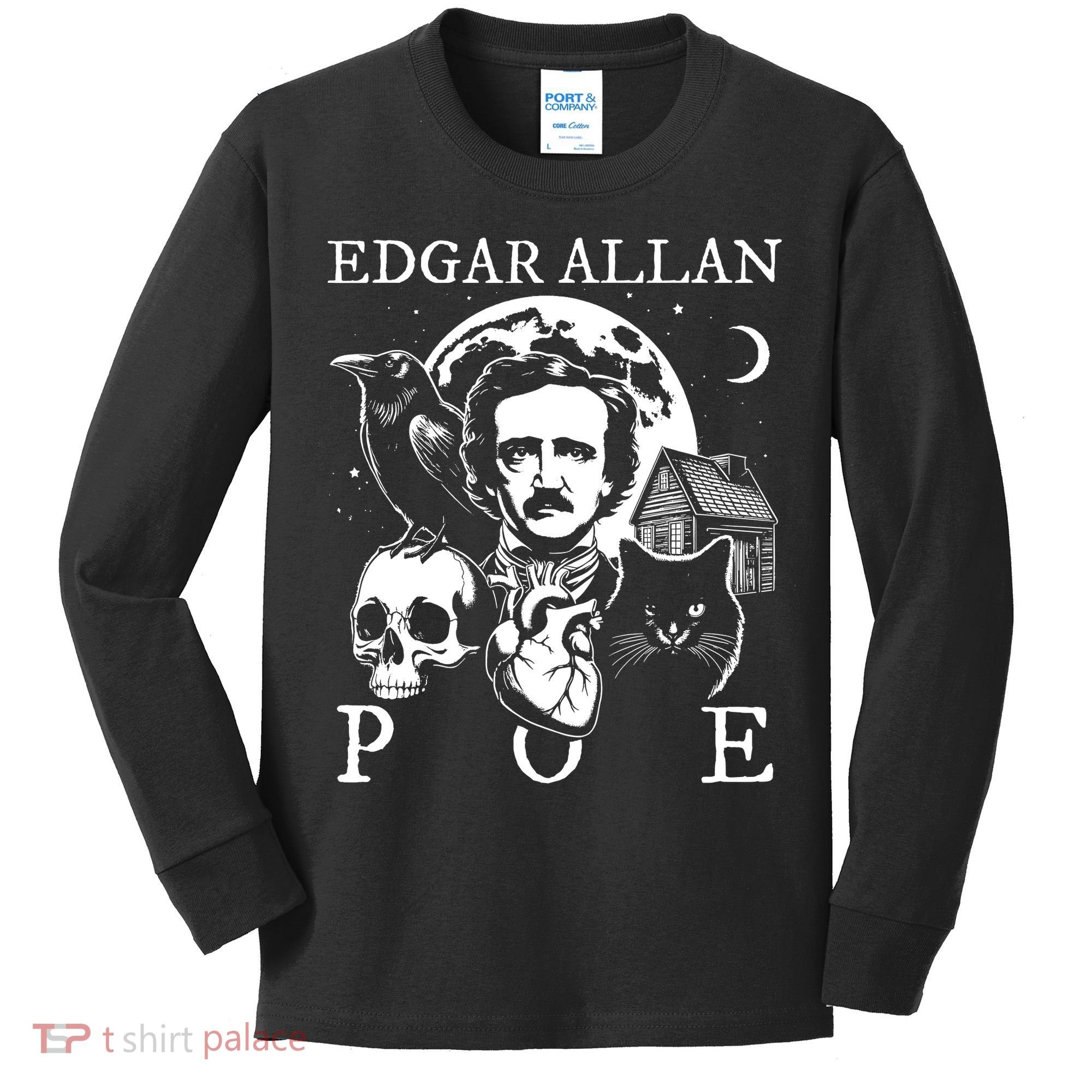 Edgar Allan Poe Poems Quotes Raven Literature Kids Long Sleeve Shirt
