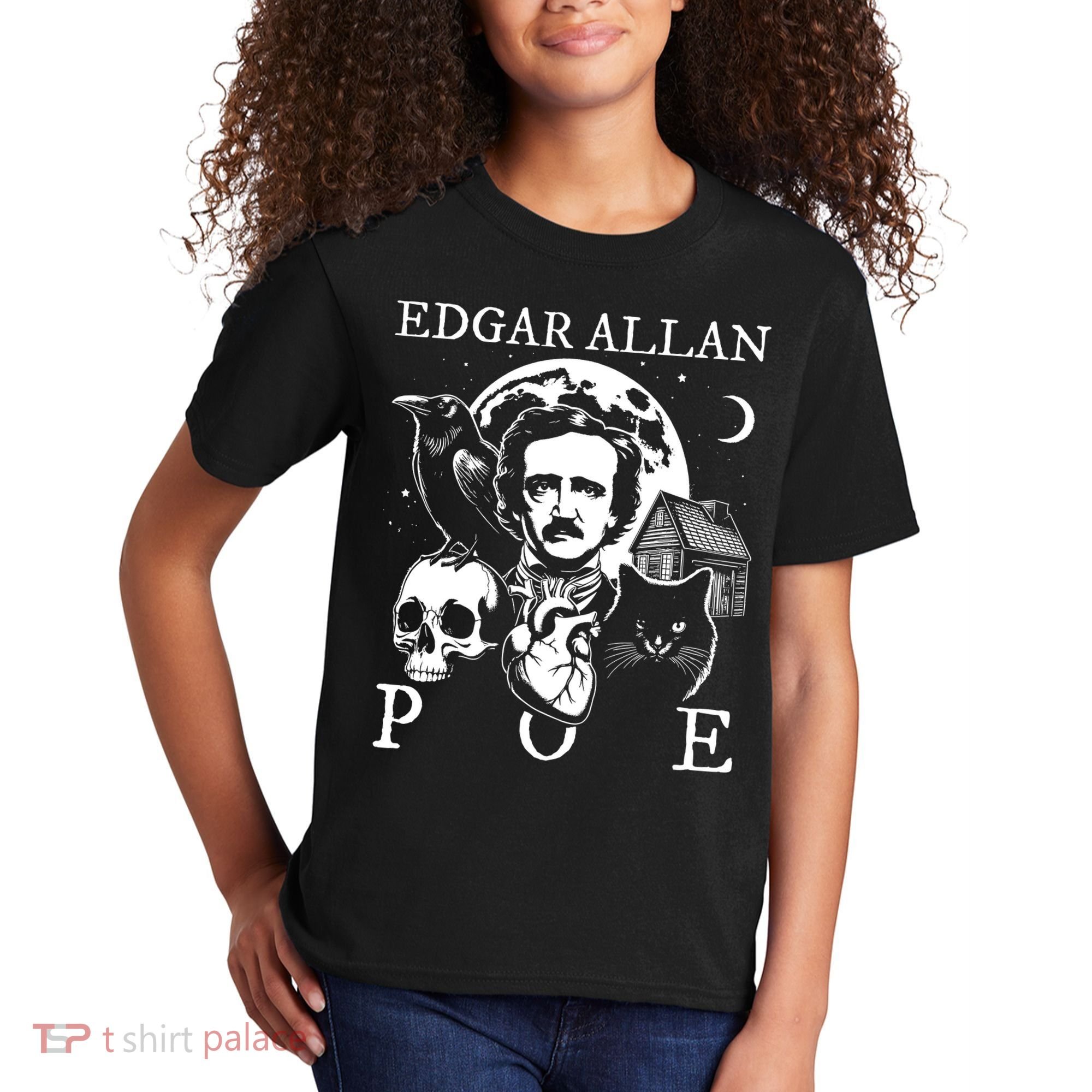 Edgar Allan Poe Poems Quotes Raven Literature Kids T-Shirt