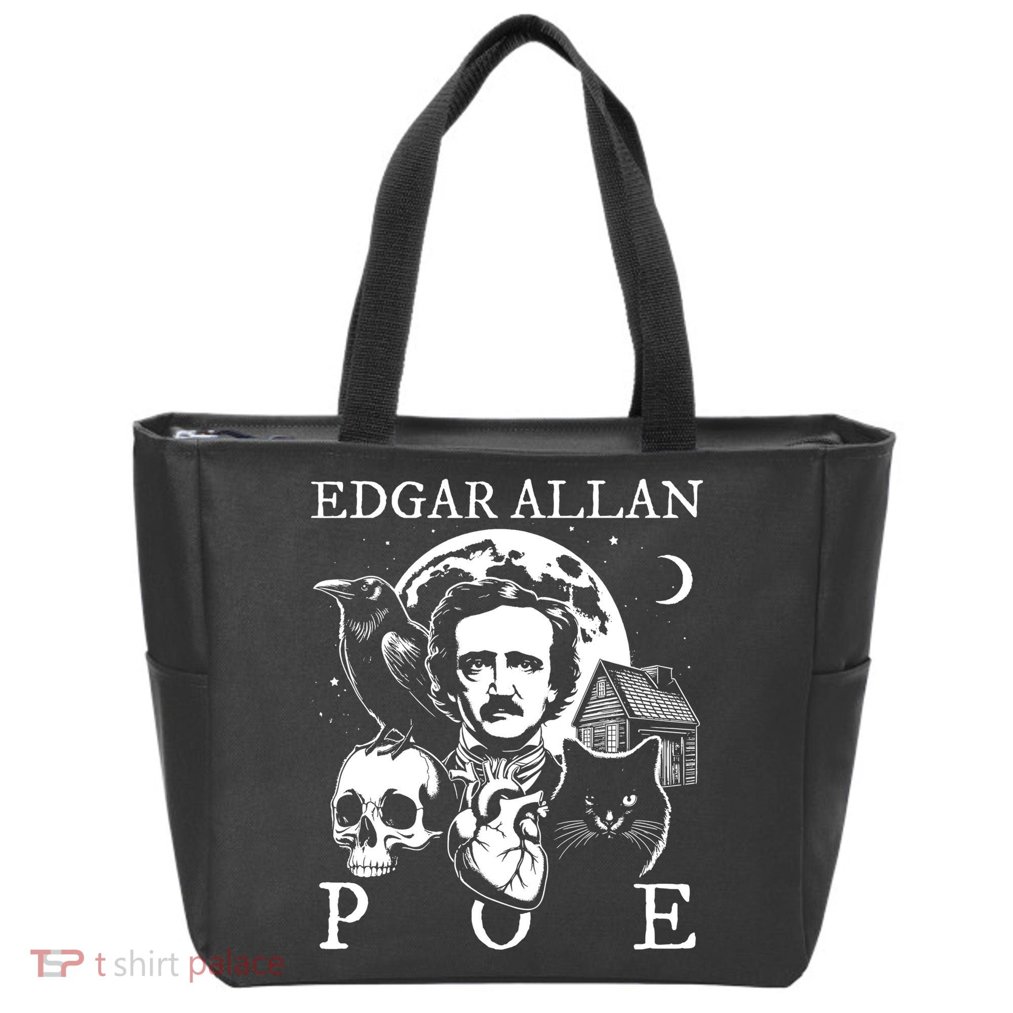 Edgar Allan Poe Poems Quotes Raven Literature Tote Bag