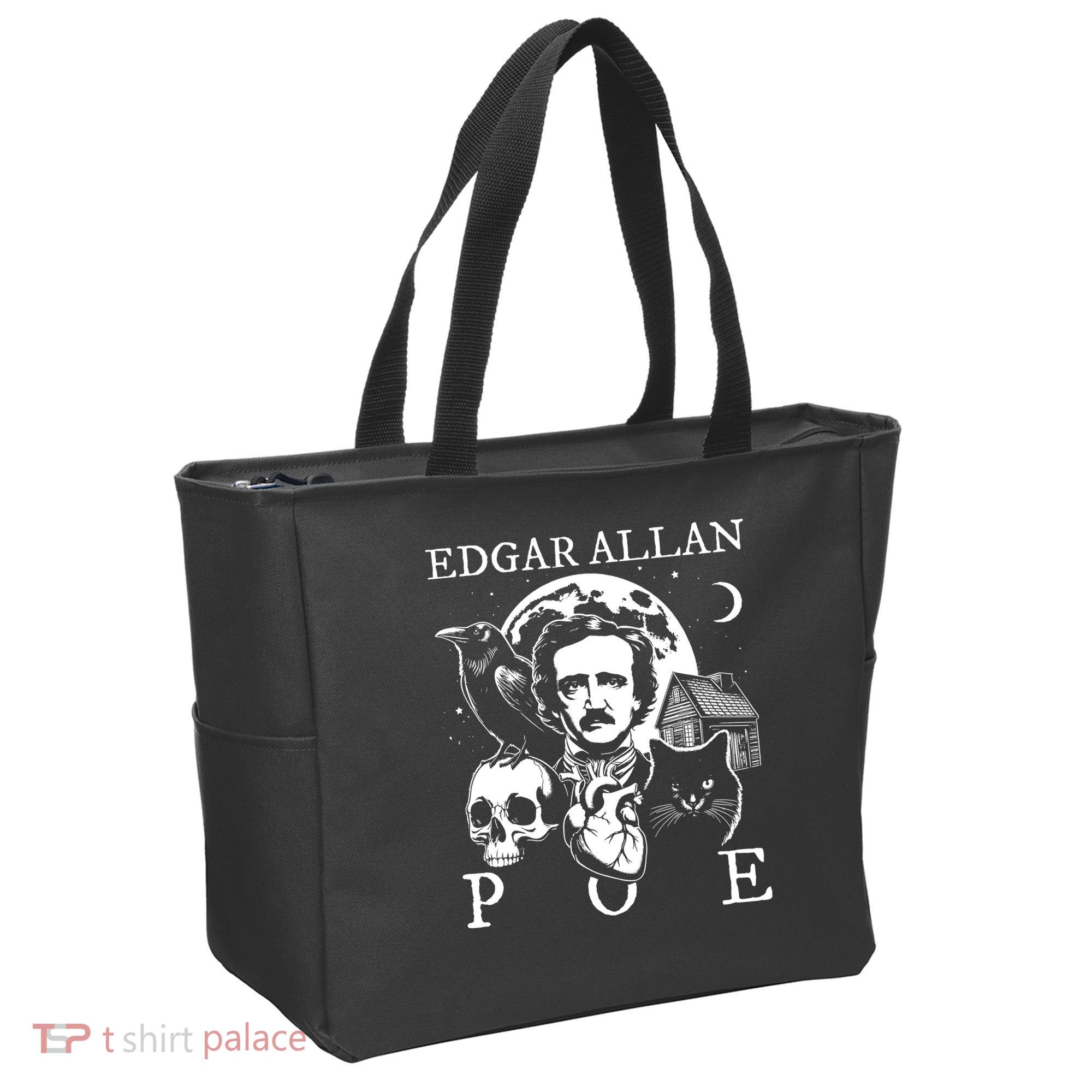 Edgar Allan Poe Poems Quotes Raven Literature Tote Bag