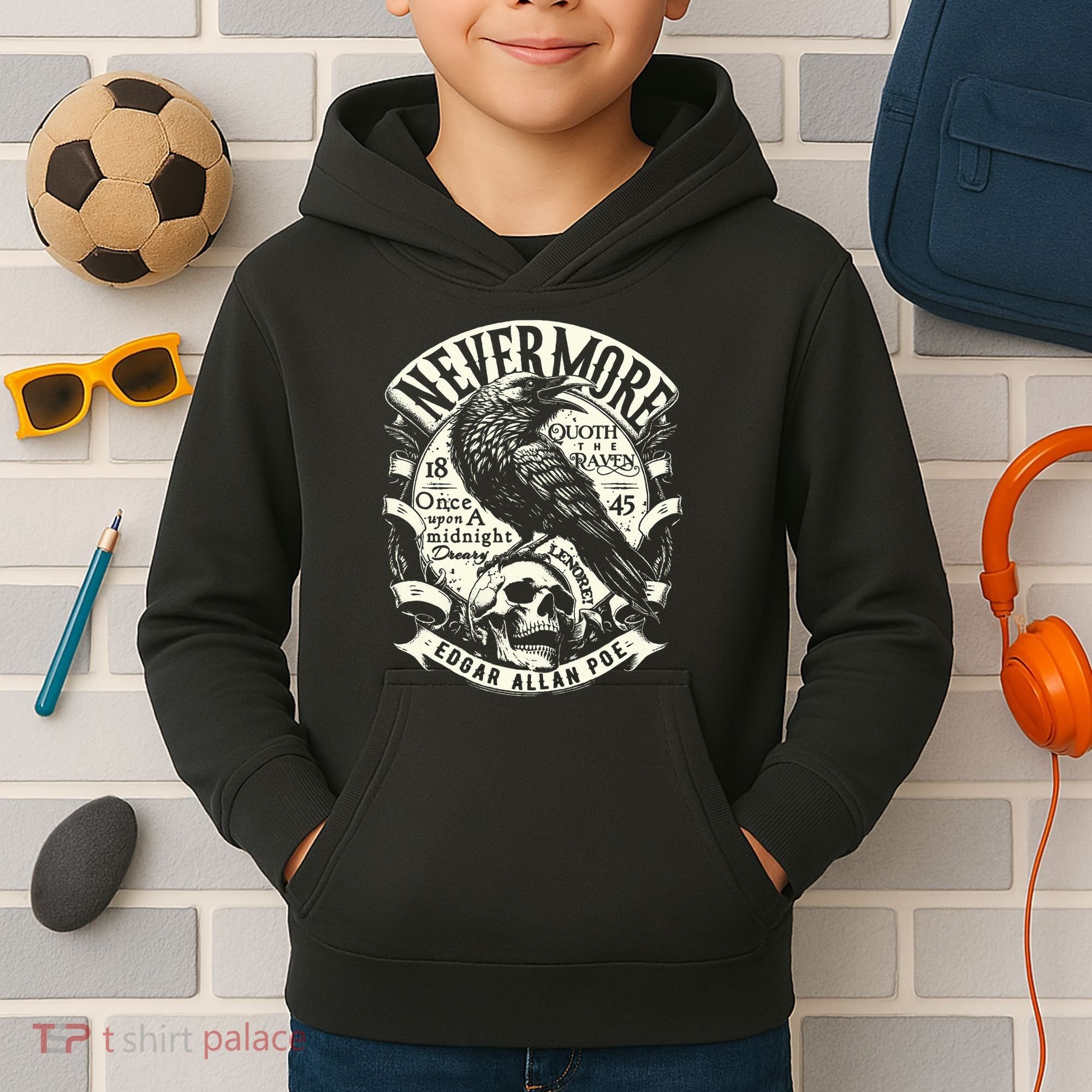 Edgar Allan Poe Quoth The Raven Kids Hoodie