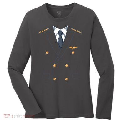 Easy Airline Pilot Costume Pilot Body Headless Pilot Costume Women's Long Sleeve Shirt