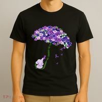 Elephant Alzheimers Purple Flower I Will Remember For You T-Shirt thumb 3