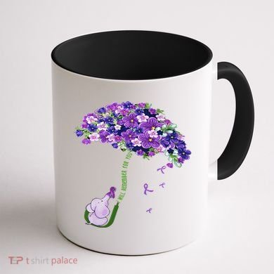 Elephant Alzheimers Purple Flower I Will Remember For You Coffee Mug back
