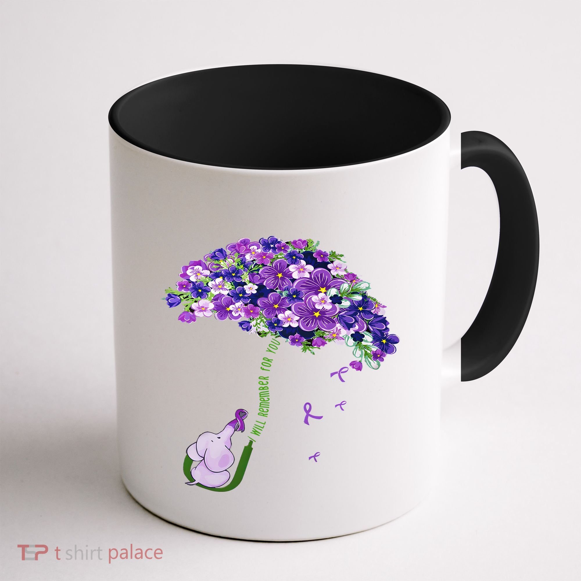 Elephant Alzheimers Purple Flower I Will Remember For You Coffee Mug