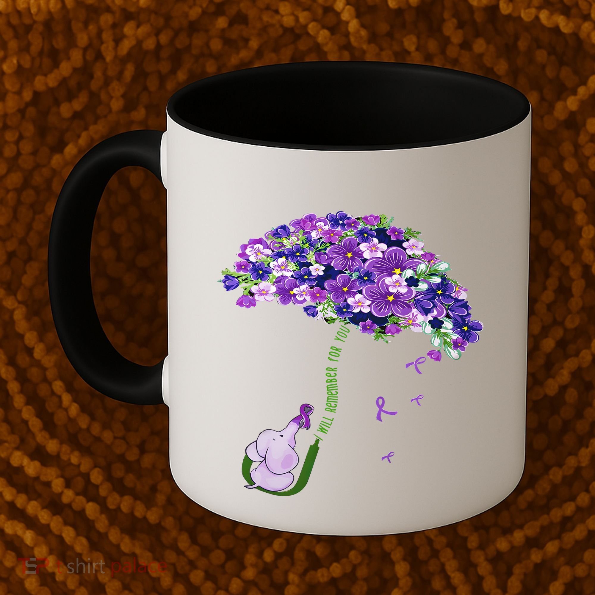 Elephant Alzheimers Purple Flower I Will Remember For You Coffee Mug