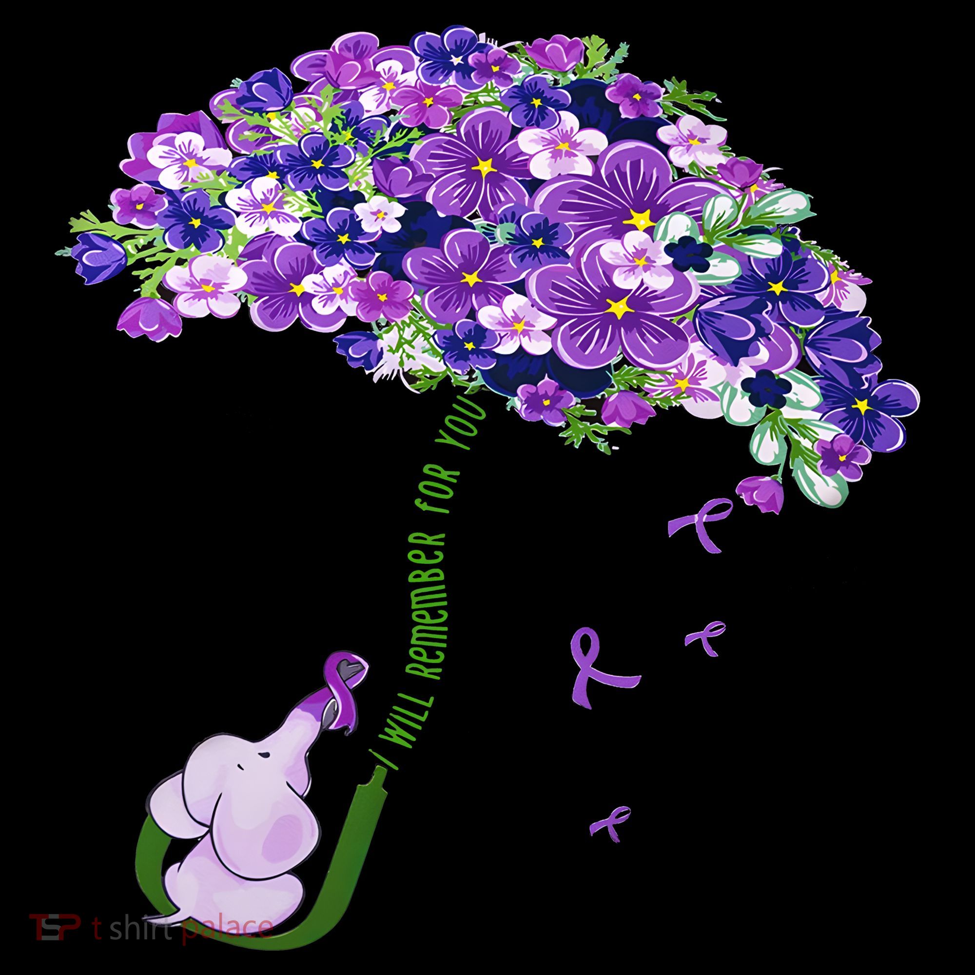 Elephant Alzheimers Purple Flower I Will Remember For You Coffee Mug
