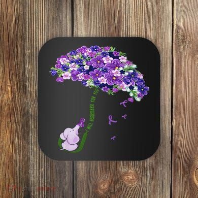 Elephant Alzheimers Purple Flower I Will Remember For You Coaster