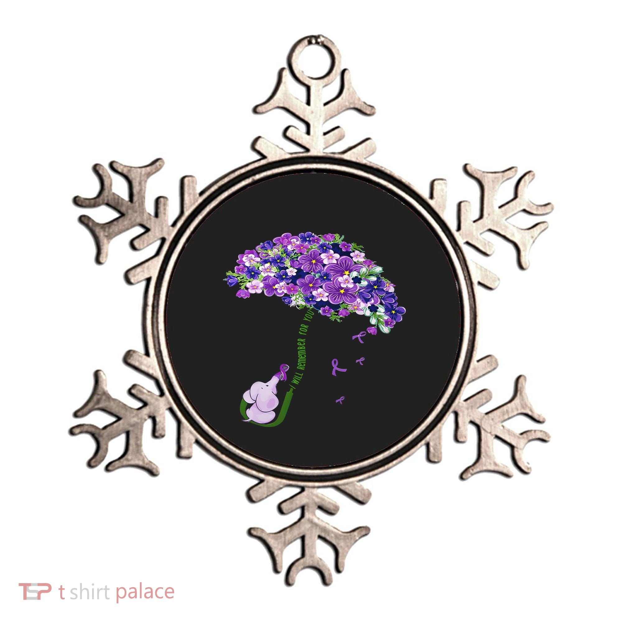 Elephant Alzheimers Purple Flower I Will Remember For You Ornament