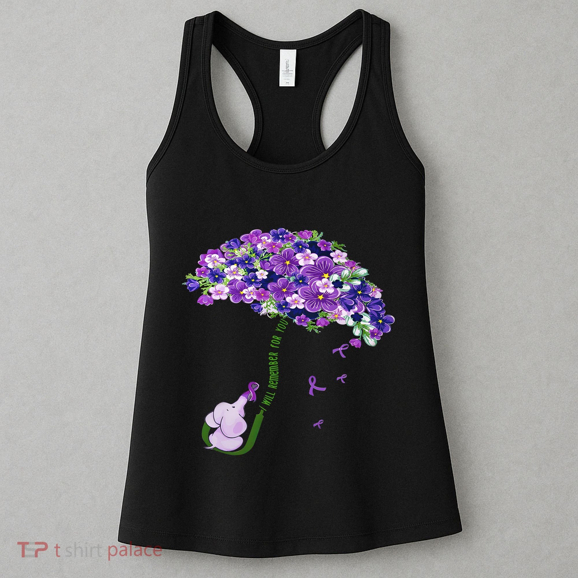 Elephant Alzheimers Purple Flower I Will Remember For You Women's Tank Top