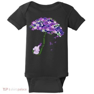 Elephant Alzheimers Purple Flower I Will Remember For You Baby Bodysuit