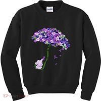 Elephant Alzheimers Purple Flower I Will Remember For You Kids Sweatshirt thumb 0