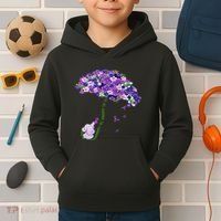 Elephant Alzheimers Purple Flower I Will Remember For You Kids Hoodie thumb 2