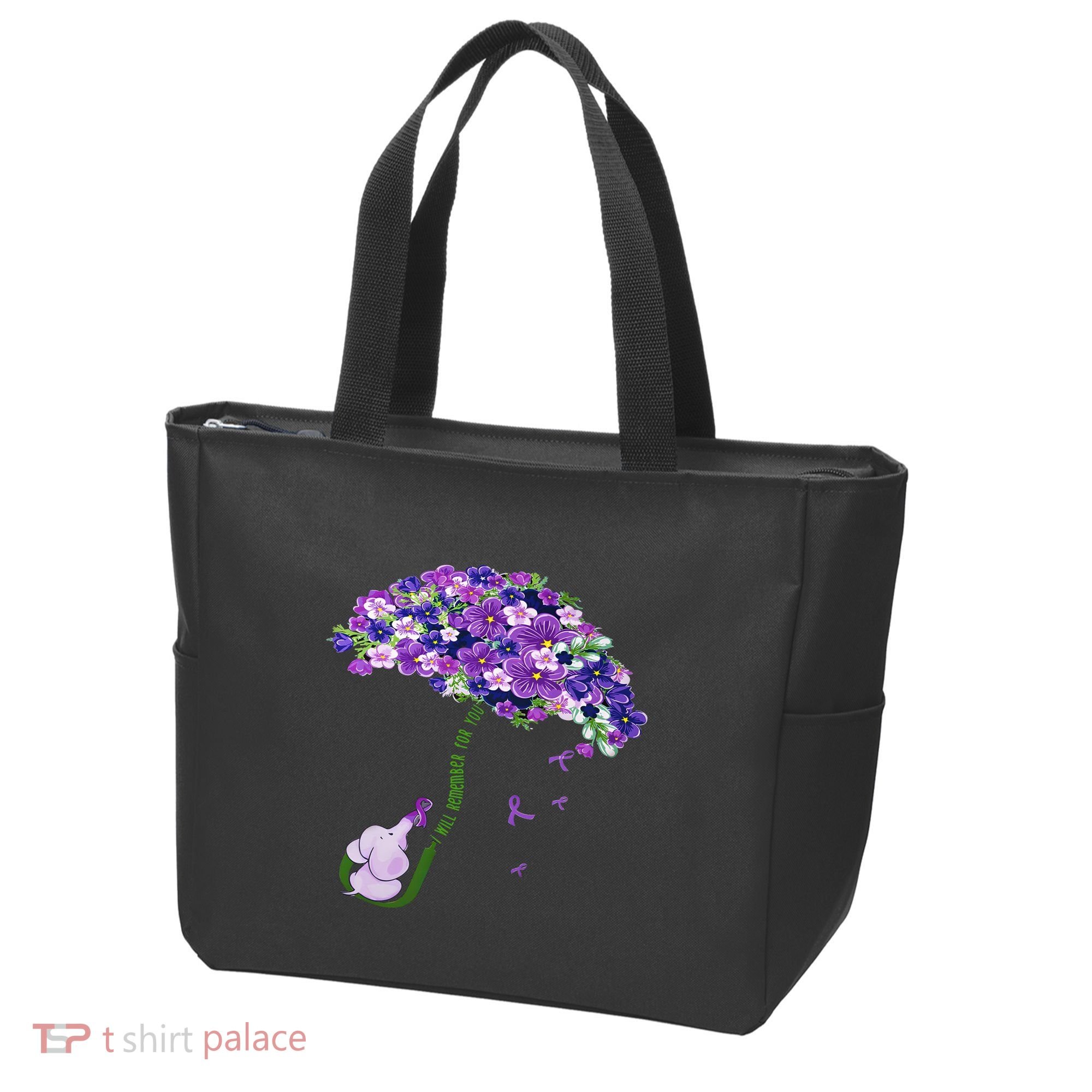 Elephant Alzheimers Purple Flower I Will Remember For You Tote Bag