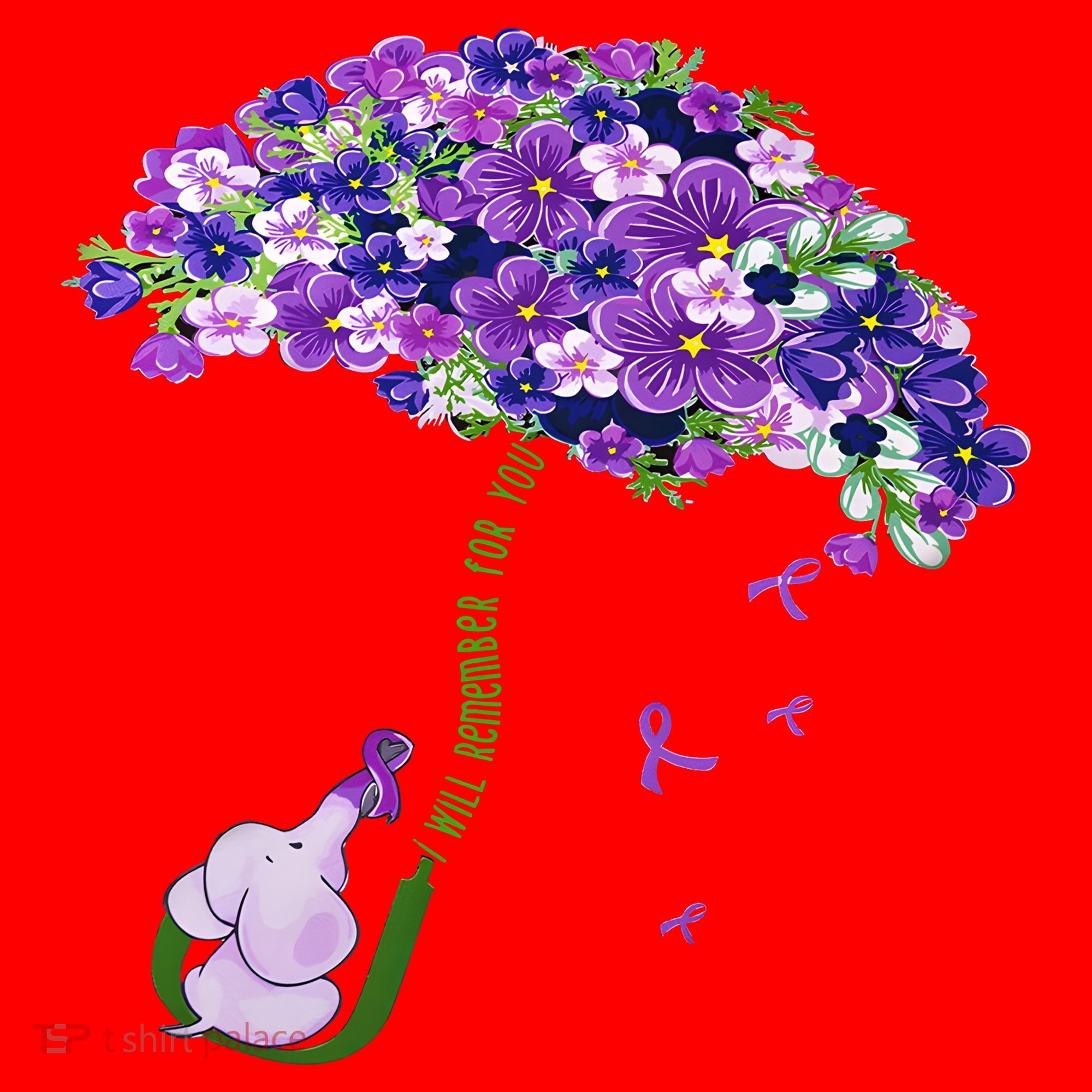 Elephant Alzheimers Purple Flower I Will Remember For You Santa Hat