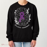 Epilepsy Awareness Ribbon Purple Epilepsy Brain Grahpic Women's Sweatshirt thumb 0