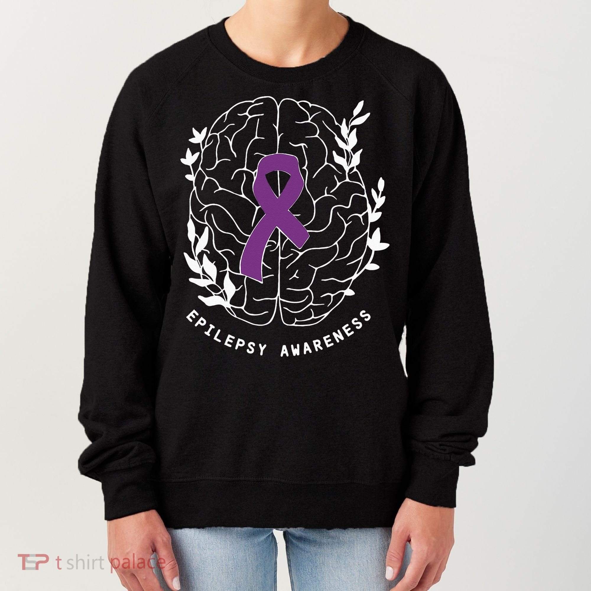 Epilepsy Awareness Ribbon Purple Epilepsy Brain Grahpic Women's Sweatshirt