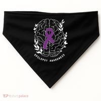 Epilepsy Awareness Ribbon Purple Epilepsy Brain Grahpic USA-Made Doggie Bandana thumb 0