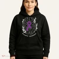 Epilepsy Awareness Ribbon Purple Epilepsy Brain Grahpic Hoodie thumb 5