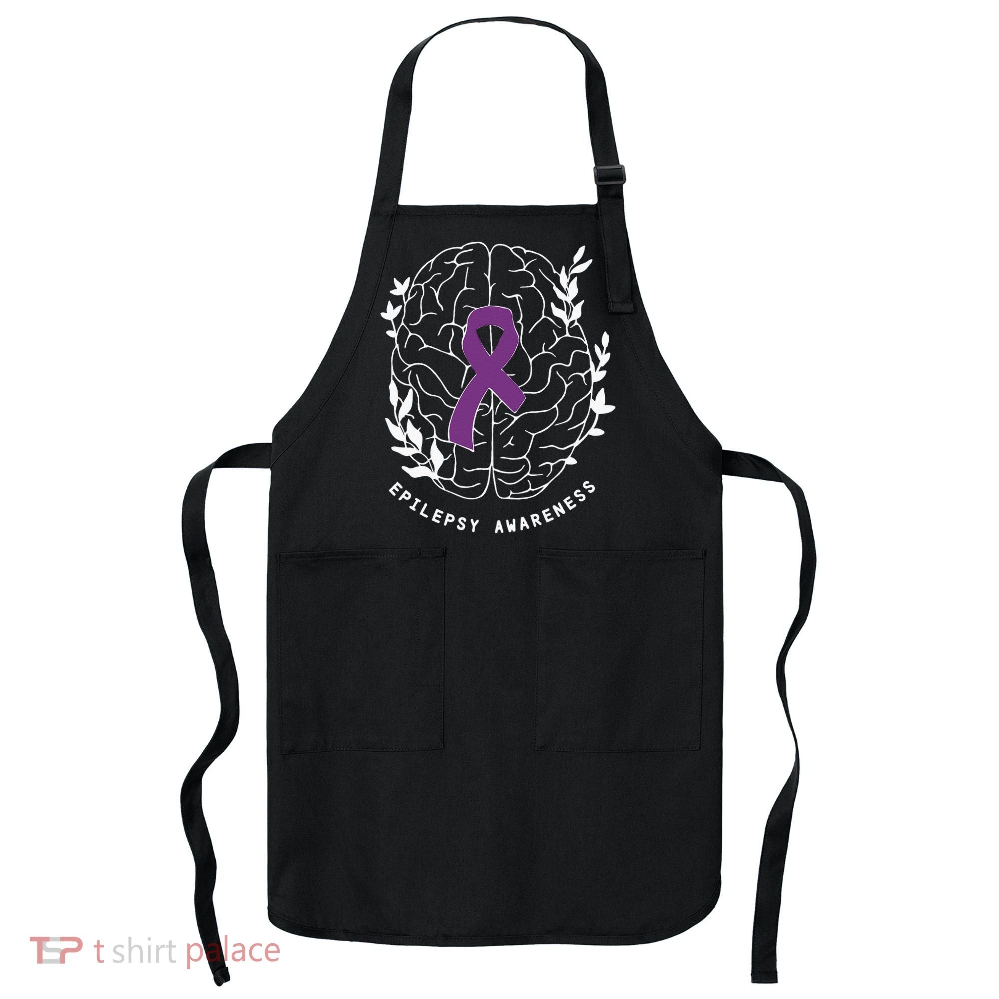 Epilepsy Awareness Ribbon Purple Epilepsy Brain Grahpic Apron