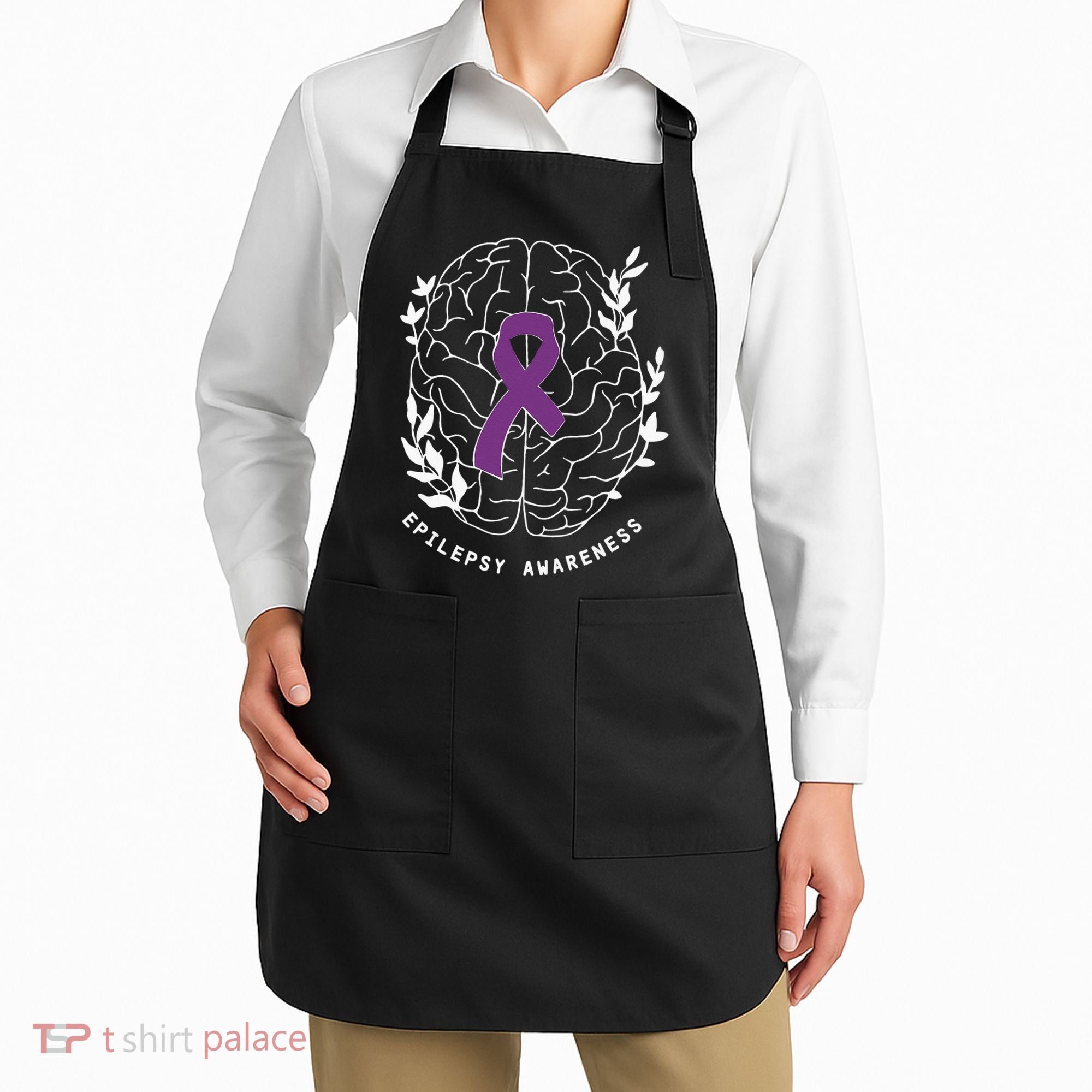 Epilepsy Awareness Ribbon Purple Epilepsy Brain Grahpic Apron