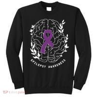 Epilepsy Awareness Ribbon Purple Epilepsy Brain Grahpic Sweatshirt thumb 0