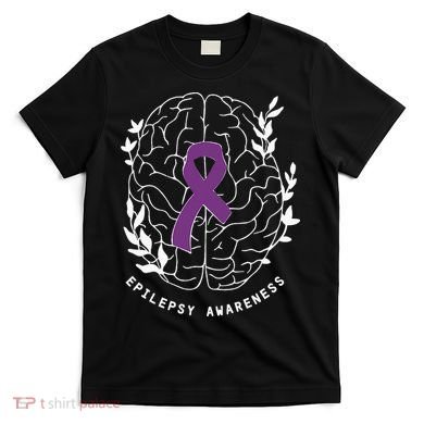 Epilepsy Awareness Ribbon Purple Epilepsy Brain Grahpic T-Shirt