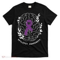 Epilepsy Awareness Ribbon Purple Epilepsy Brain Grahpic T-Shirt thumb 0