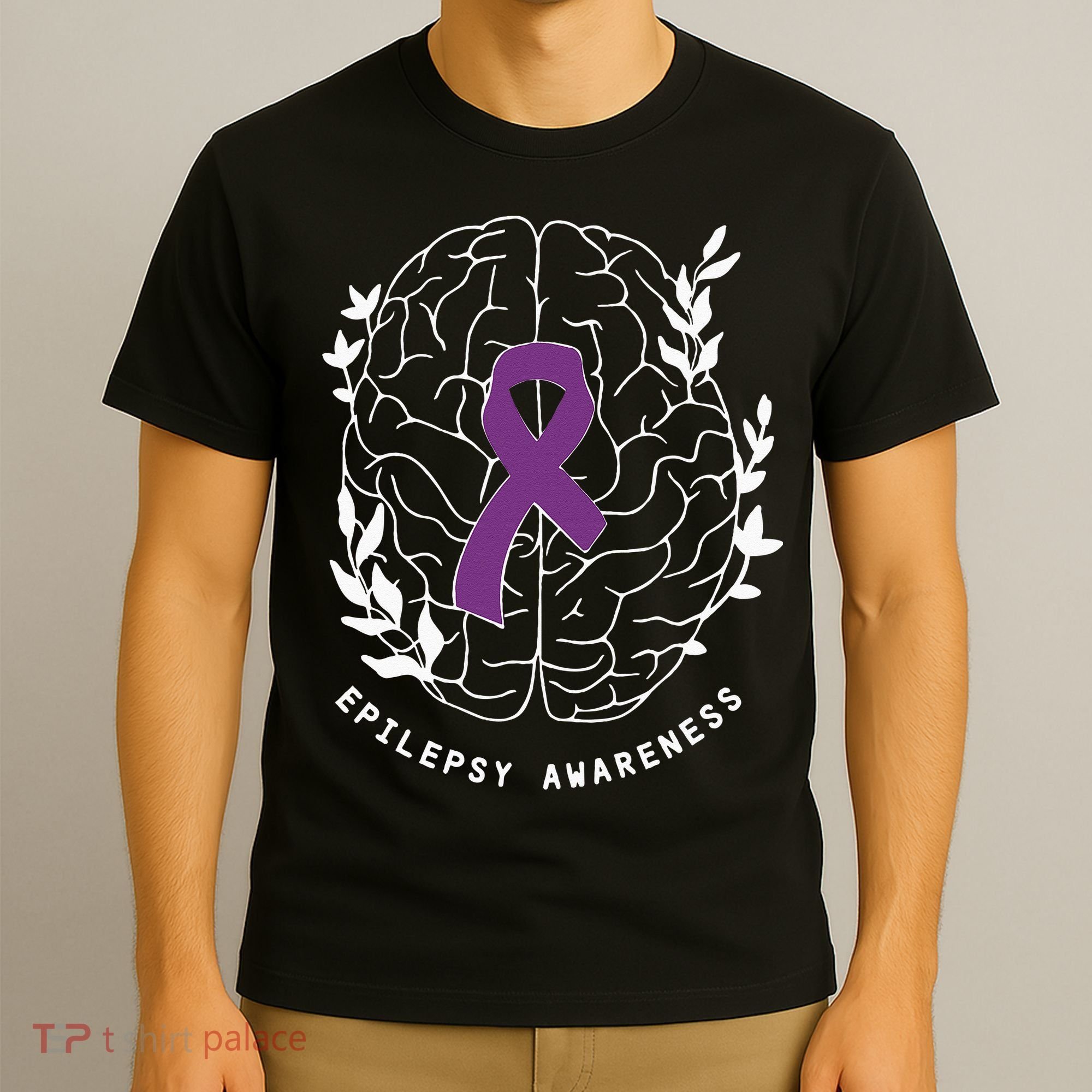 Epilepsy Awareness Ribbon Purple Epilepsy Brain Grahpic T-Shirt
